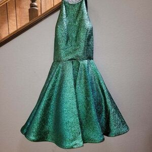 Sparkling Green Halter Dress